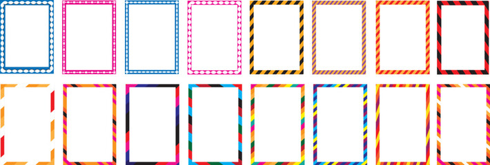 Wavy edge shapes frame box vector illustration isolated Squiggle curve doodle rectangle colorful