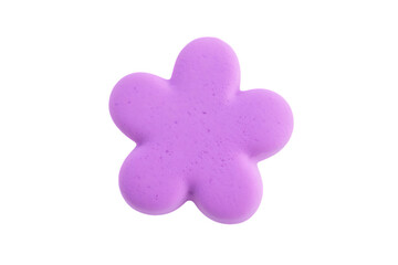 A single, soft purple flowershaped cookie or pastry, , transparent background