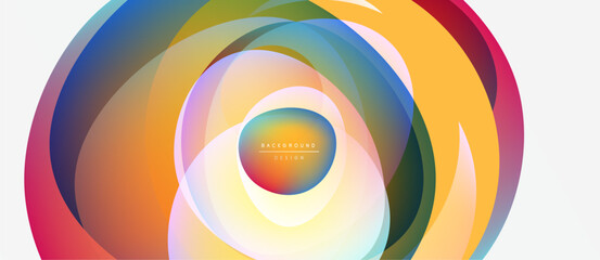 Obraz premium Abstract colorful layers create circular design. Bright hues blend, forming dynamic visual effect. Modern, vibrant composition.