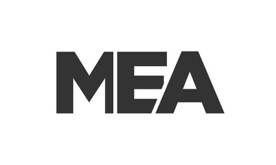 Obraz premium MEA logo design template with strong and modern bold text. Initial based vector logotype featuring simple and minimal typography. Trendy company identity.