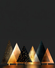 Christmas card background with abstract christmas gold style tree decoration 