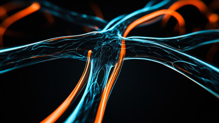 Visual representation of neural connections showcasing intricate patterns of light and energy in a dark background