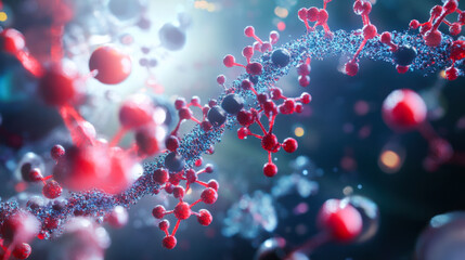 Complex molecular structure highlighted with vibrant colors represents the intricacies of genetic material in a lab setting