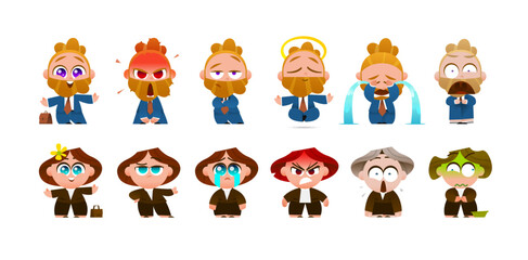 Business Baby Characters with Six Emotions Including Joy, Anger, Disgust, Meditation, Sadness and Love for Animation and Branding. Cute Corporate Kids in Formal Outfits
