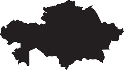 Obraz premium Black silhouette map outline of Kazakhstan country shape vector