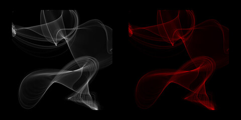 Ethereal dance of duality White and red smoke plumes intertwine a visual metaphor for balance and contrast against pure