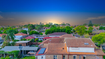 Aerial Panorama Drone View of a inner western Sydney Suburb of Ashbury Urban Sprawl and the...