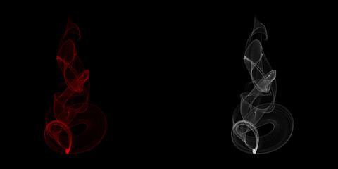 Whispers of Fire and Ice Two ethereal forms dance in the darkness swirling with energy and emotion on a deep black