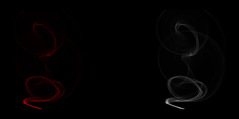 Evoking the duality of existence with flowing energy trails in a dance between passion and purity using a stark black