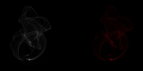 An ethereal dance between light and shadow a symphony of contrasting smoke like trails evoking mystery on a black