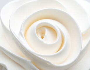 Macro photograph of a creamy, swirling white texture, resembling soft-serve ice cream or whipped cream