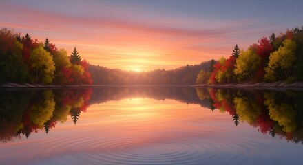 Beautiful sunset and sunrise scenes over calm lakes and rivers
