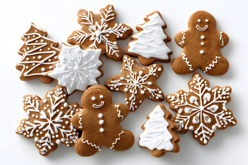 Decorative Gingerbread Cookies in Various Festive Shapes and Designs Perfect for Holiday Celebrations