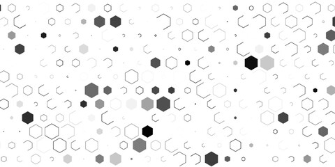 Gray, black, white beehive background. Honeycomb, bees hive cells pattern. Bee honey shapes. Vector geometric seamless texture symbol. Hexagon, hexagonal raster, mosaic cell sign or icon. Gradation.