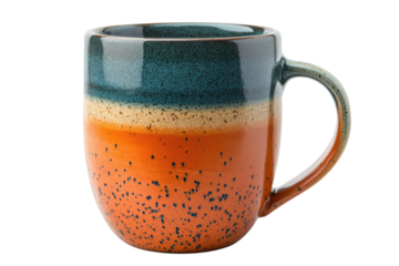Artistic Glaze Mug Coffee Tea Hot Chocolate Cup Ceramic Stoneware Decorative Drinkware Blue on transparent background
