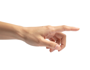  Close-Up of Woman’s Hand Tapping on Touchscreen, isolated on a transparent background.