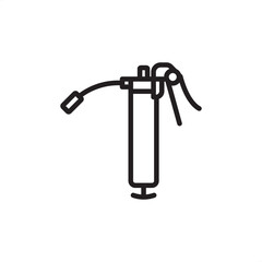 Lubrication gun icon symbolizing machinery greasing, component maintenance, and friction reduction, representing specialized mechanical tools, modern preventive maintenance, and field service tool.