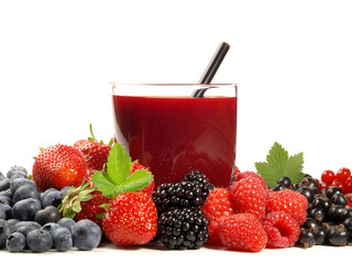 Mixed Berries Smoothie on white Background