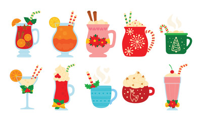 Holiday Drinks with Candy Canes and Festive Garnishes