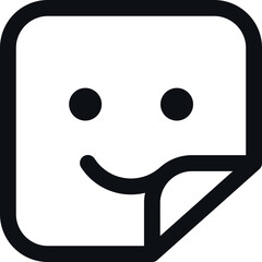 Smiley sticker icon with folded corner for reactions or emojis
