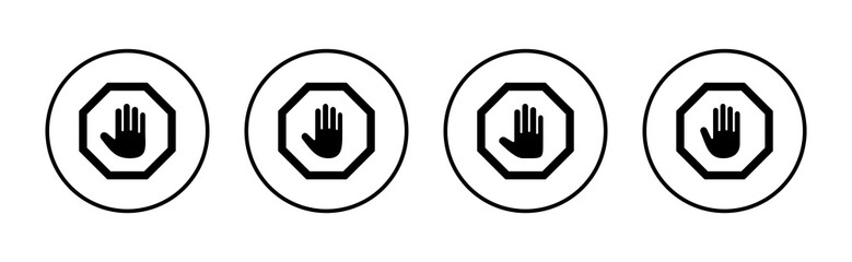 Stop icon vector. stop road sign. hand stop sign and symbol. Do not enter stop red sign with hand