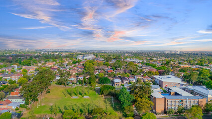 Aerial Panorama Drone View of a inner western Sydney Suburb of Ashbury Urban Sprawl and the...