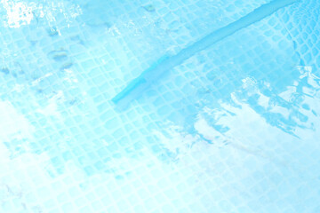 framed pool brushing on sunny. Contaminated pool cleaning concept