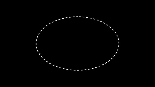 Dashed White Oval Outline on Black Background Abstract Geometric Shape Minimalist Design Element