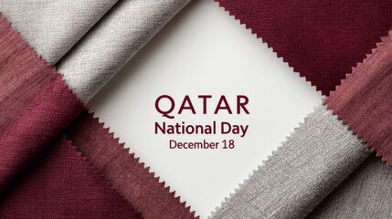 Qatar national day celebration fabric design in maroon and gray