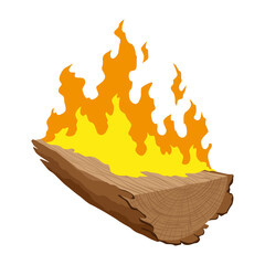 Fireplace campfire type. Burning wood, travel and adventure symbol. Vector bonfire or woodfire in cartoon flat style. Tourist bonfires in stack