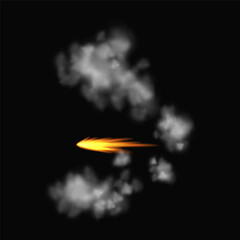 Gun flashe or gunshot animation. Fire explosion effect during the shot with the gun. Cartoon flash effect of bullet start. Shotgun fire, muzzle flash and explode