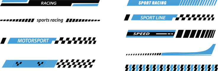 Vehicle graphics and decal design vector set motorsport stripes and custom car elements 