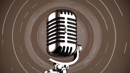 Classic microphone captures sound waves in studio setting creating an engaging auditory experience