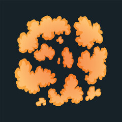 Explosion animation. Animation for game of the explosion effect. Cartoon animation for game. Exploding effect. Hand drawn vector illustration