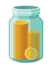 Investing bottle money, icon. Money growing concept, finance savings tree, finances investment. Money growing plant step with deposit coin in bank concept