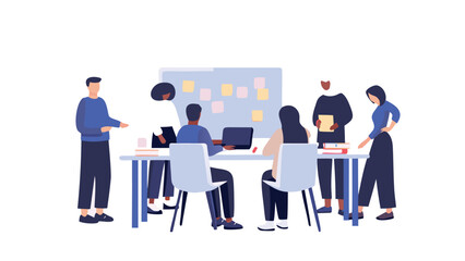 Diverse team of professionals collaborating and brainstorming ideas in a modern office setting depicted in a realistic 3d render