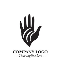 Minimalist Black Hand Logo Symbol on White Background in Clean Modern Silhouette Style
