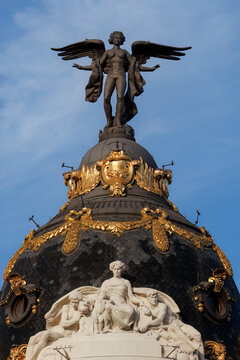 Detailed view of Metropolis Building's ornate facade