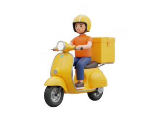 Delivery Boy on Scooter with Delivery Box. Fast Shipping Delivery Services, Online Shopping Concept.