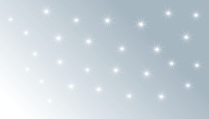 An abstract, subtle background featuring white, sparkling starbursts or lens flares scattered across a cool blue-grey gradient that fades to white in the bottom-left corner. Perfect for winter, celebr