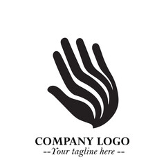 Minimalist Black Hand Logo Symbol on White Background in Clean Modern Silhouette Style