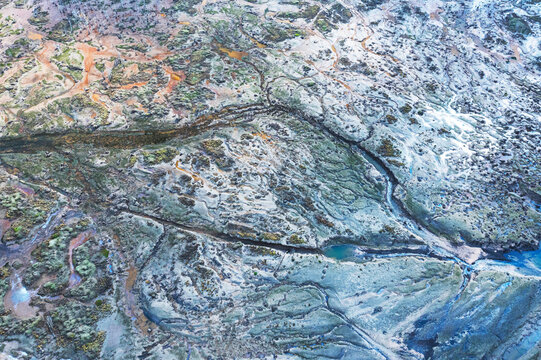 Aerial view of Cantabria's intricate wetlands landscape