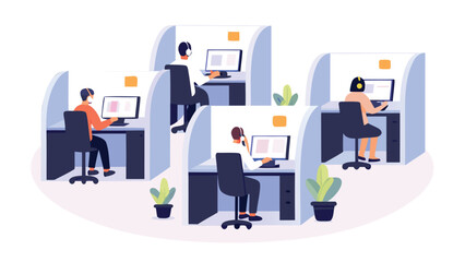 Warm toned digital painting illustration of diverse employees collaborating in a modern office environment conveying teamwork and innovation