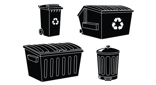 Garbage cans and recycle bins collection vector illustration design