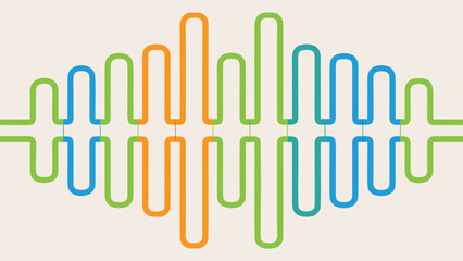 Abstract oscillating wave illustration with a horizon like appearance featuring smooth curves and a vibrant color palette suitable for digital design and backgrounds