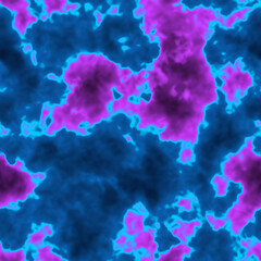 Abstract digital art featuring glowing cyan outlines around purple and dark blue organic shapes.