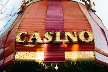 Bright casino sign in iconic Las Vegas setting