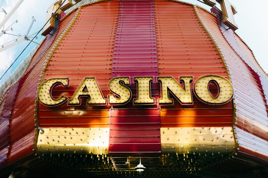 Bright casino sign in iconic Las Vegas setting