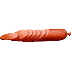 Sliced Salami Sausage On Transparent Background With Realistic Texture And Natural Lighting
