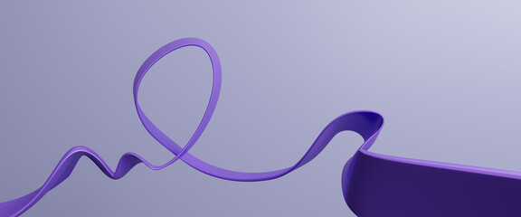 Purple ribbon on health care background, World Cancer Day campaign on February 4. Cancer prevention awareness month symbol. Pancreatic cancer, Epilepsy, domestic violence awareness concept. 3d render